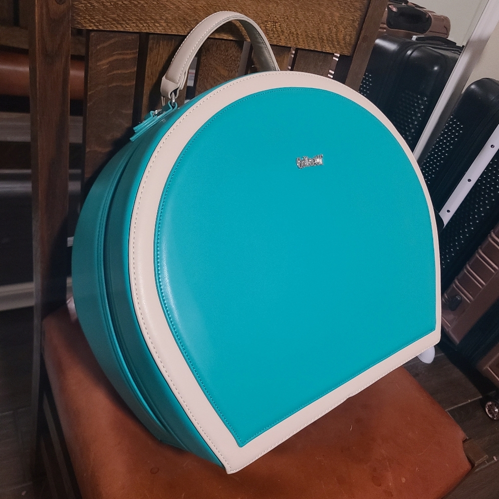 EUC Collectif Tammy 50s Retro Travel Hatbox Bag Teal Mint Green